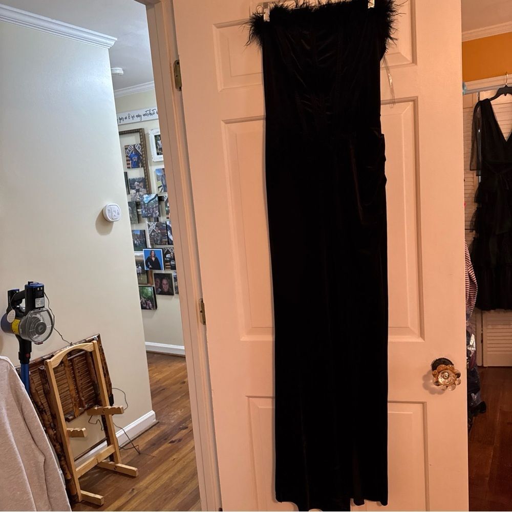 Fashion Nova Black Dress with Feather Detail